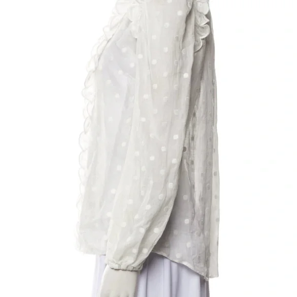 ZIMMERMANN blouse. White blouse with embroidered polka dot throughout. - Picture 6 of 10